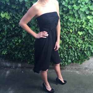 White House Black Market Black Strapless Ruched Bodice Dress